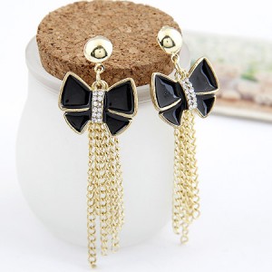 Korean Fashion Black Butterfly Tassel Style Earrings