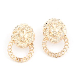 Golden Lion Head Alloy Ear Studs