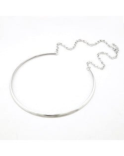 Thin Hoop Necklet Style Necklace - Silver