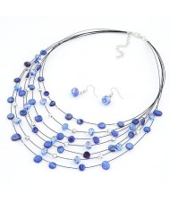 Array of Stars Necklace and Earrings Set - Blue