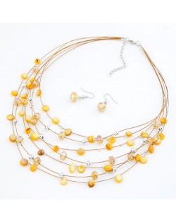 Array of Stars Necklace and Earrings Set - Yellow