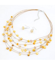 Array of Stars Necklace and Earrings Set - Yellow