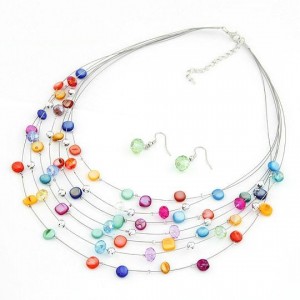 Array of Stars Necklace and Earrings Set - Multicolor