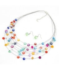 Array of Stars Necklace and Earrings Set - Multicolor