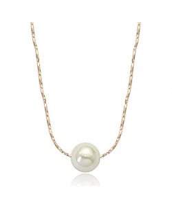 Simple Elegant Pearl Pendant Rose Gold Necklace