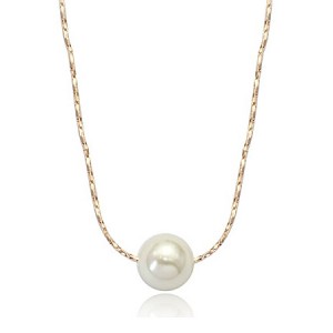 Simple Elegant Pearl Pendant Rose Gold Necklace