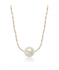 Simple Elegant Pearl Pendant Rose Gold Necklace