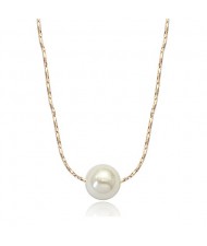 Simple Elegant Pearl Pendant Rose Gold Necklace