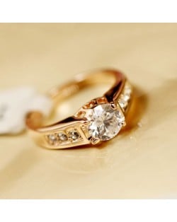 Korean Fashion Cubic Zirconia Inlaid Rose Gold Wedding Ring