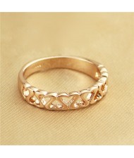 Rhinestone Decorated Wave Pattern Design Rose Gold Ring
