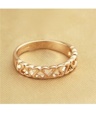 Rhinestone Decorated Wave Pattern Design Rose Gold Ring