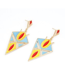 Bohemian Fashion Oil-spot Glazed Rhombus Dangling Earrings