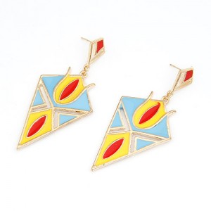 Bohemian Fashion Oil-spot Glazed Rhombus Dangling Earrings