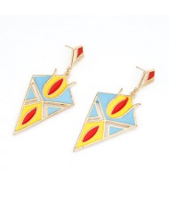 Bohemian Fashion Oil-spot Glazed Rhombus Dangling Earrings