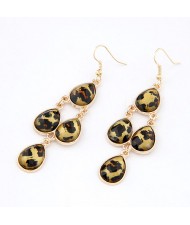 Leopard Prints Gem Inlaid Style Waterdrop Cluster Earrings