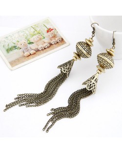 Vintage Jar Design Tassels Dangling Earrings