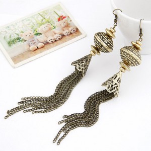 Vintage Jar Design Tassels Dangling Earrings