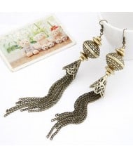 Vintage Jar Design Tassels Dangling Earrings