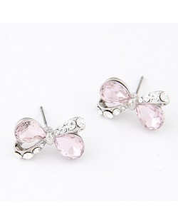 Korean Fashion Rhinestone Inlaid Glass Butterfly Ear Studs