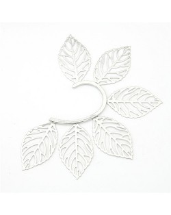 Hollow Leaves Bold Style Unilateral Earring - Silver