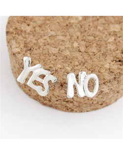 Yes No Characters Design Asymmetric Ear Studs