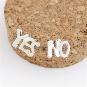 Yes No Characters Design Asymmetric Ear Studs