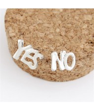 Yes No Characters Design Asymmetric Ear Studs