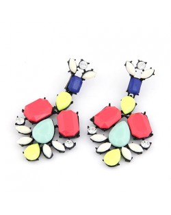 Western Bold Fashion Fluorescent Color Floral Ear Studs - Rose