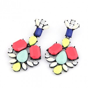 Western Bold Fashion Fluorescent Color Floral Ear Studs - Rose