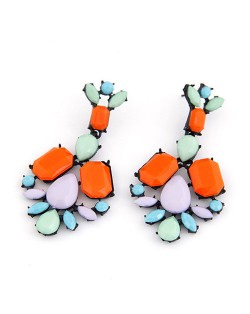 Western Bold Fashion Fluorescent Color Floral Ear Studs - Orange