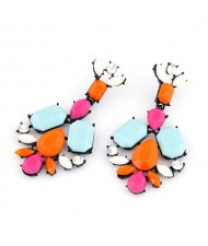 Western Bold Fashion Fluorescent Color Floral Ear Studs - Light Blue