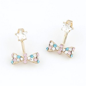 Korean Fashion Bowknot with Angel Wand Ear Studs