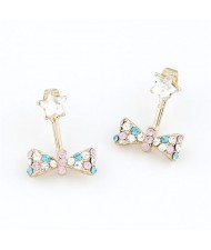 Korean Fashion Bowknot with Angel Wand Ear Studs