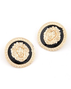 Golden Lion Plate Design Ear Studs