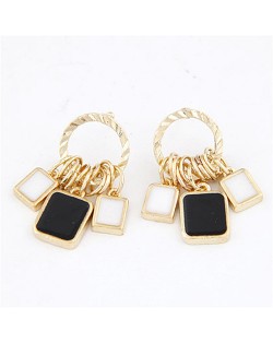 Black and White Squares Pendants Fashion Earrings