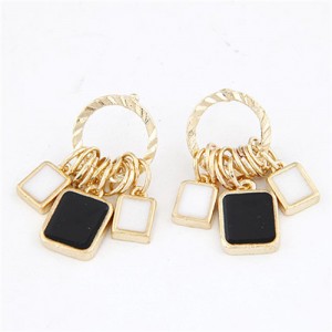 Black and White Squares Pendants Fashion Earrings