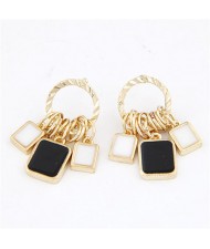 Black and White Squares Pendants Fashion Earrings