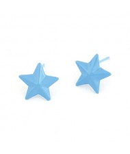 Fluorescent Color Pentagram Ear Studs - Blue