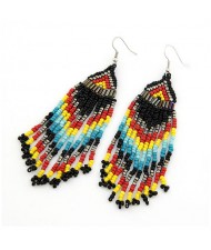 Bohemian Beads Tassels Style Dangling Earrings - Black