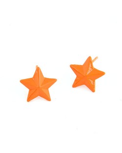 Fluorescent Color Pentagram Ear Studs - Orange
