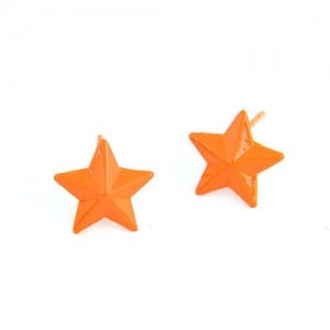 Fluorescent Color Pentagram Ear Studs - Orange