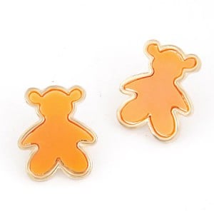 Cute Candy Bear Ear Studs - Orange