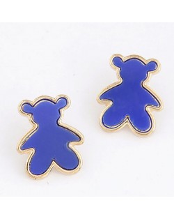 Cute Candy Bear Ear Studs - Blue