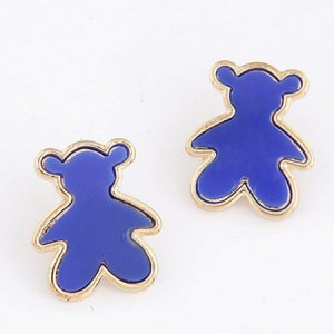 Cute Candy Bear Ear Studs - Blue