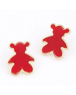 Cute Candy Bear Ear Studs - Red