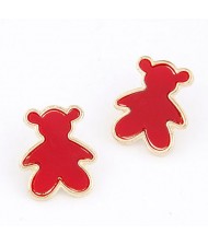 Cute Candy Bear Ear Studs - Red