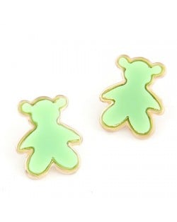 Cute Candy Bear Ear Studs - Green