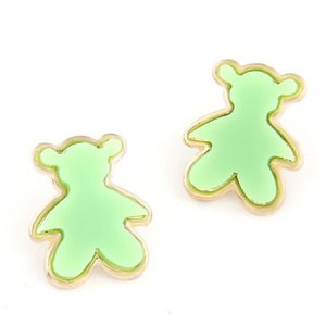 Cute Candy Bear Ear Studs - Green