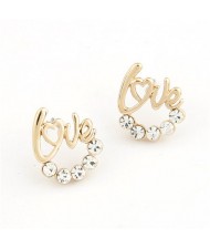 Romantic Love Theme Czech Rhinestone Inlaid Ear Studs