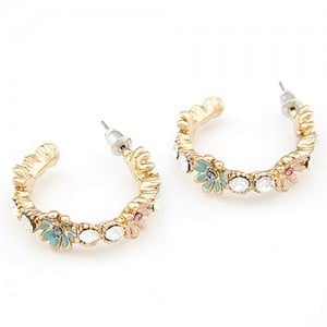 Tiny Daisy Attached Oil-spot Glazed Earrings